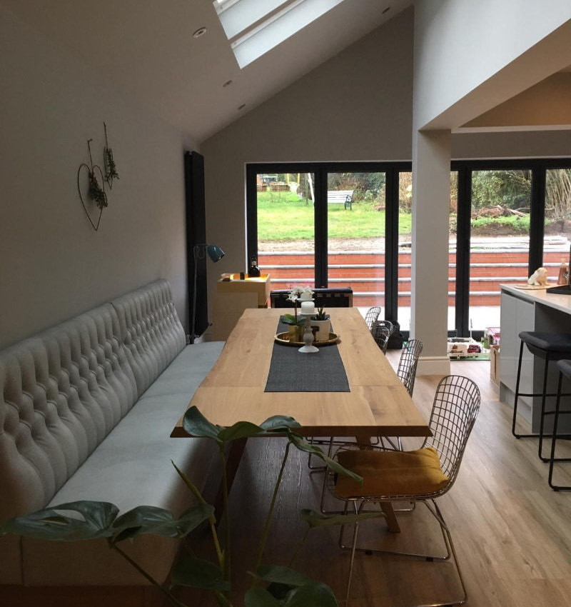 built in seating facing house extension doors